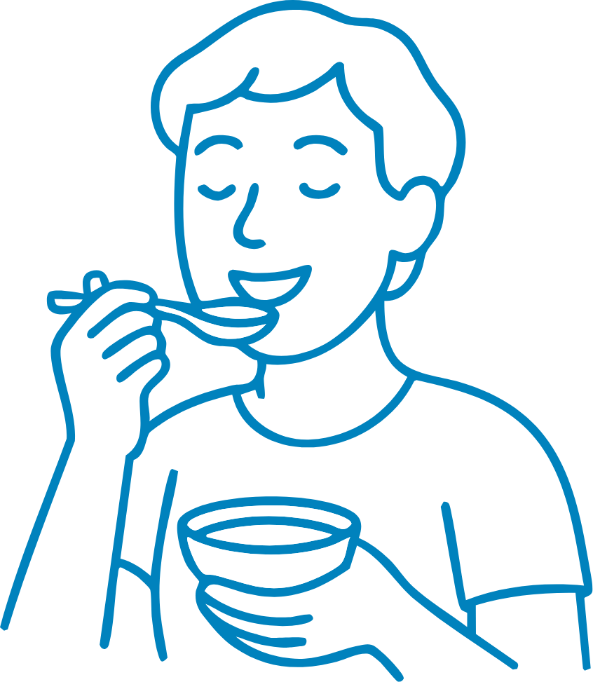 basic icon image of a person enjoying a bowl of gelatin