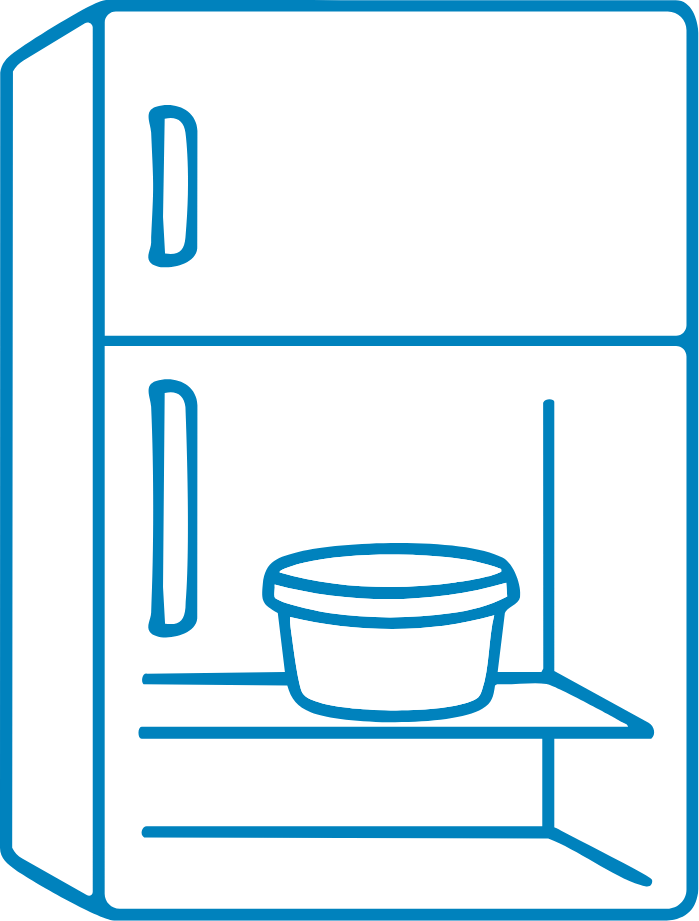 basic icon of a refrigerator with a bowl in it indicating that the gelatin needs to be refrigerated to set